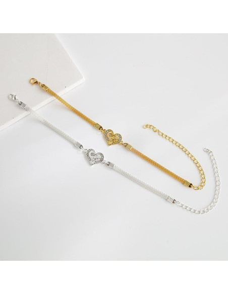 Pulsera de Tobillo Brillante de Plata para Mujeres - Ajustable Pulsera de Tobillo Brillante de Plata para Mujeres - Ajustable