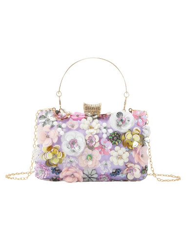 Bolso de Noche Floral Fecialy con Rhinestones para Mujeres