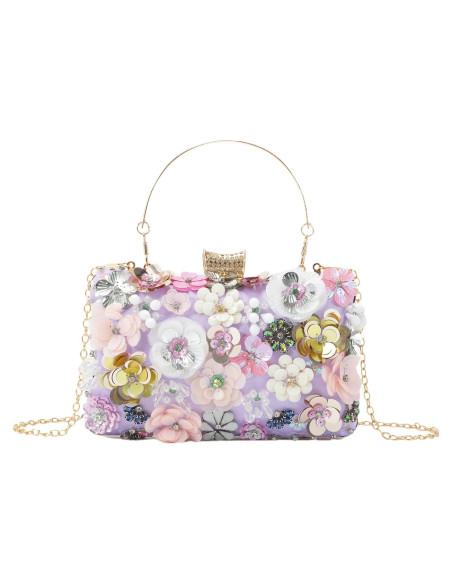 Bolso de Noche Floral Fecialy con Rhinestones para Mujeres Bolso de Noche Floral Fecialy con Rhinestones para Mujeres