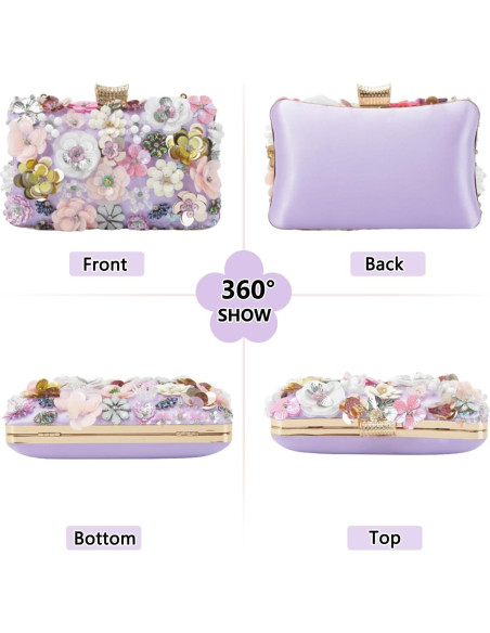 Bolso de Noche Floral Fecialy con Rhinestones para Mujeres Bolso de Noche Floral Fecialy con Rhinestones para Mujeres