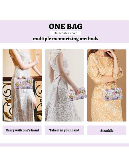 Bolso de Noche Floral Fecialy con Rhinestones para Mujeres Bolso de Noche Floral Fecialy con Rhinestones para Mujeres