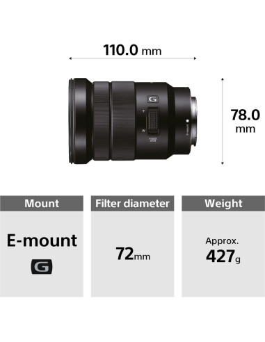 Lente Sony SELP18105G E PZ 18-105mm F4 G OSS Negro
