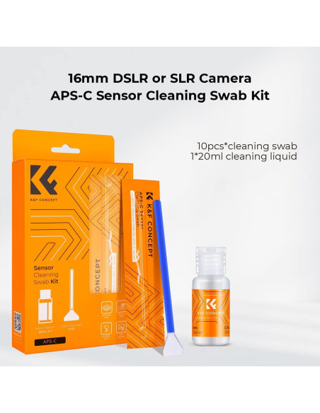 K&F Concept Kit de Limpieza de Sensor DSLR 24mm + 20ml Líquido