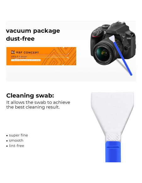 K&F Concept Kit de Limpieza de Sensor DSLR 24mm + 20ml Líquido