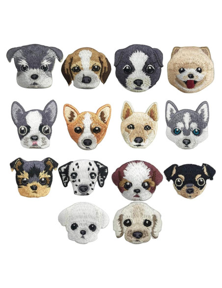 Woohome 14 Parches Bordados de Perro para Planchar 3.2-4.6cm