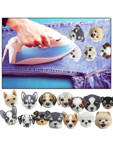 Woohome 14 Parches Bordados de Perro para Planchar 3.2-4.6cm