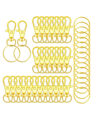 104 Ganchos Giratorios con Anillos para Llaves DSUWAZU Oro 32mm