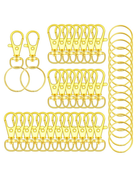 104 Ganchos Giratorios con Anillos para Llaves DSUWAZU Oro 32mm