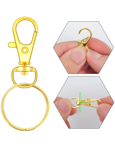 104 Ganchos Giratorios con Anillos para Llaves DSUWAZU Oro 32mm
