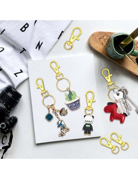 104 Ganchos Giratorios con Anillos para Llaves DSUWAZU Oro 32mm