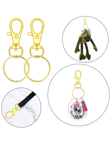 104 Ganchos Giratorios con Anillos para Llaves DSUWAZU Oro 32mm