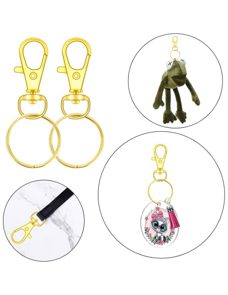 104 Ganchos Giratorios con Anillos para Llaves DSUWAZU Oro 32mm