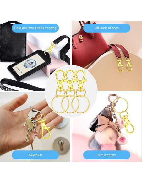 104 Ganchos Giratorios con Anillos para Llaves DSUWAZU Oro 32mm