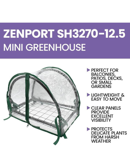 Invernadero Mini Zenport SH3270-12.5 con Estante Elevado