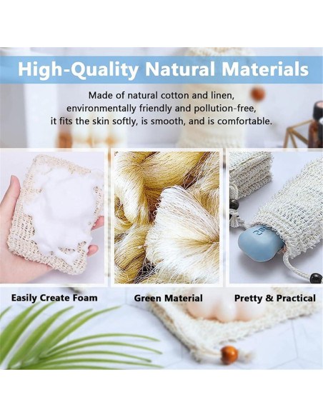 8 Bolsas de Jabón Reutilizables Sopurrrdy de Sisal Natural