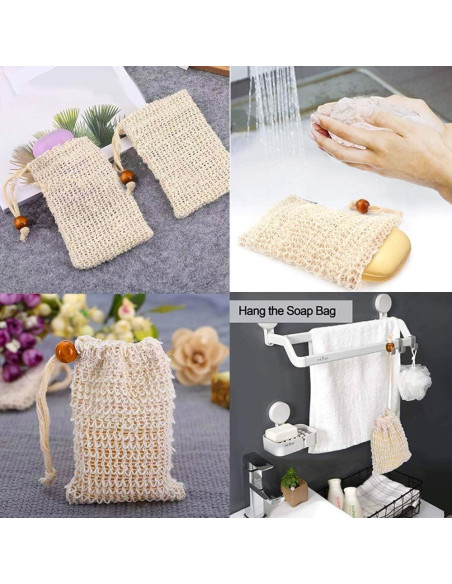 8 Bolsas de Jabón Reutilizables Sopurrrdy de Sisal Natural
