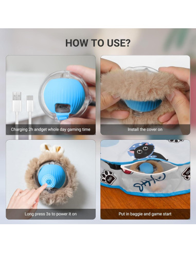 Juguete Interactivo para Gatos Hyfico Bola en Movimiento 15x10cm