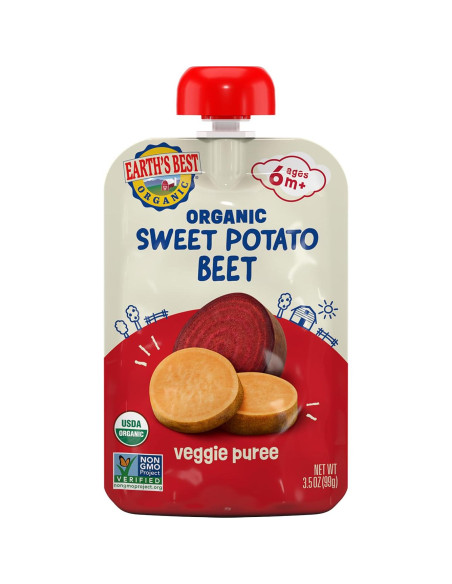 Pouches de Comida para Bebés Earth's Best 99.22g Batata Remolacha