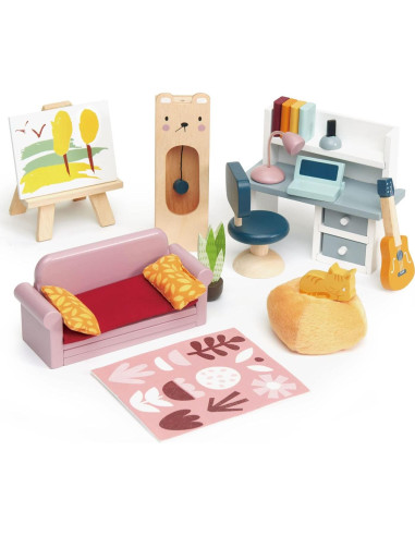 Muebles de Estudio Tender Leaf Toys para Casa de Muñecas 23 Pcs