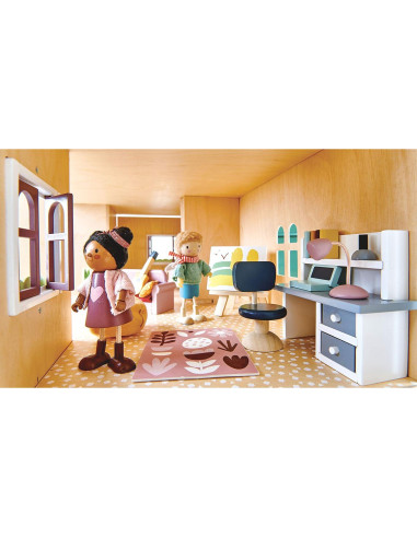 Muebles de Estudio Tender Leaf Toys para Casa de Muñecas 23 Pcs