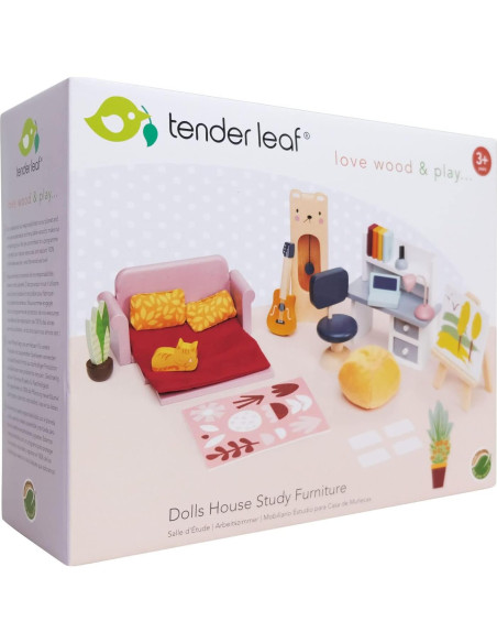 Muebles de Estudio Tender Leaf Toys para Casa de Muñecas 23 Pcs