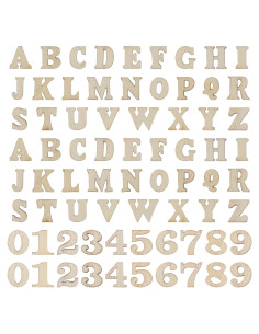 204 Piezas Letras y Números de Madera sin Terminar 15mm