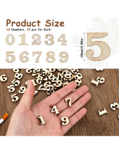 204 Piezas Letras y Números de Madera sin Terminar 15mm 2