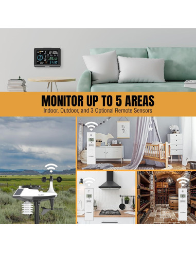 Estación Meteorológica Raddy UV-6 con Pantalla de 6" y Sensor Exterior