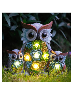 Luces de Estatua Solar Candieslife Búho con LED para Jardín