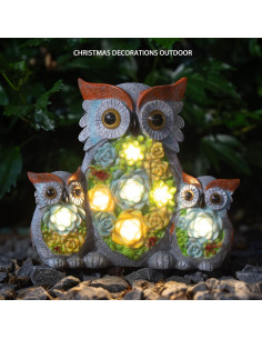 Luces de Estatua Solar Candieslife Búho con LED para Jardín 2