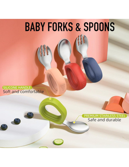 Juego de Cubiertos para Niños Yimido - Tenedor y Cuchara Acero Inoxidable Juego de Cubiertos para Niños Yimido - Tenedor y Cuchara Acero Inoxidable