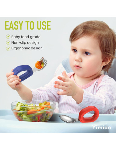 Juego de Cubiertos para Niños Yimido - Tenedor y Cuchara Acero Inoxidable