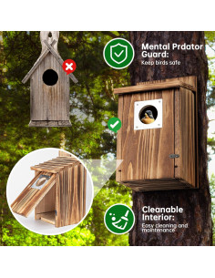 Casa para Aves UUMENHA Mediana con Protector de Metal 25cm 2