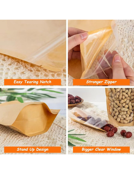 100 Bolsas de Papel Kraft Reutilizables 10x15 cm SixWeKit