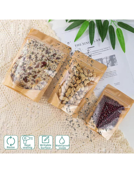 100 Bolsas de Papel Kraft Reutilizables 10x15 cm SixWeKit