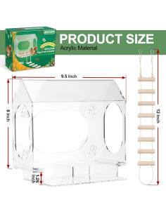 Comedero para Ardillas Enhon de Acrílico Transparente con Ventosas 2