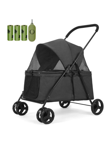 Carrito para Perro Wedyvko Negro 20% Mayor Capacidad 80x57cm