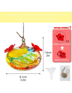 Comedero de colibrí de vidrio soplado KRISININE 97.6ml 2