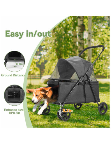Carrito para Perro Wedyvko Negro 20% Mayor Capacidad 80x57cm