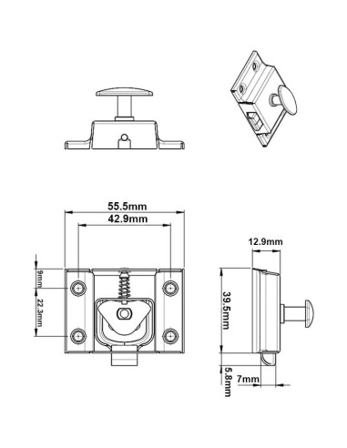 Cerradura de Gabinete Ovalada QCAA Cromada 5.46x5.58cm