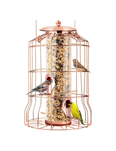 Comedero para Aves Colgante Gray Bunny Rosa Dorado 4 Puertos