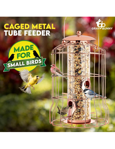 Comedero para Aves Colgante Gray Bunny Rosa Dorado 4 Puertos