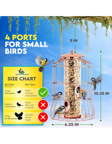 Comedero para Aves Colgante Gray Bunny Rosa Dorado 4 Puertos