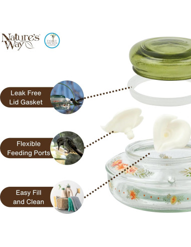 Alimentador de colibríes de vidrio Nature's Way Ramo de Gardenia