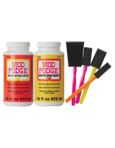 Kit Decoupage Mod Podge 2x16oz Mate y Brillante + 4 Pinceles