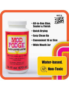 Kit Decoupage Mod Podge 2x16oz Mate y Brillante + 4 Pinceles 2