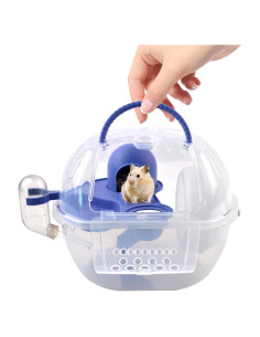 Transportador de Hámster MUYG Azul con Botella y Rueda 26.9 cm