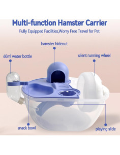 Transportador de Hámster MUYG Azul con Botella y Rueda 26.9 cm 2