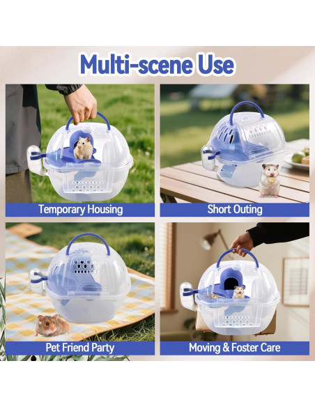 Transportador de Hámster MUYG Azul con Botella y Rueda 26.9 cm Transportador de Hámster MUYG Azul con Botella y Rueda 26.9 cm