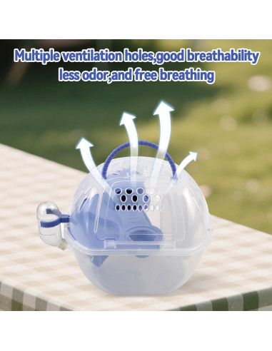 Transportador de Hámster MUYG Azul con Botella y Rueda 26.9 cm